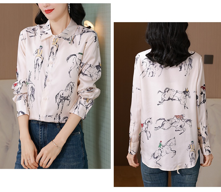 Twill shirt real silk tops