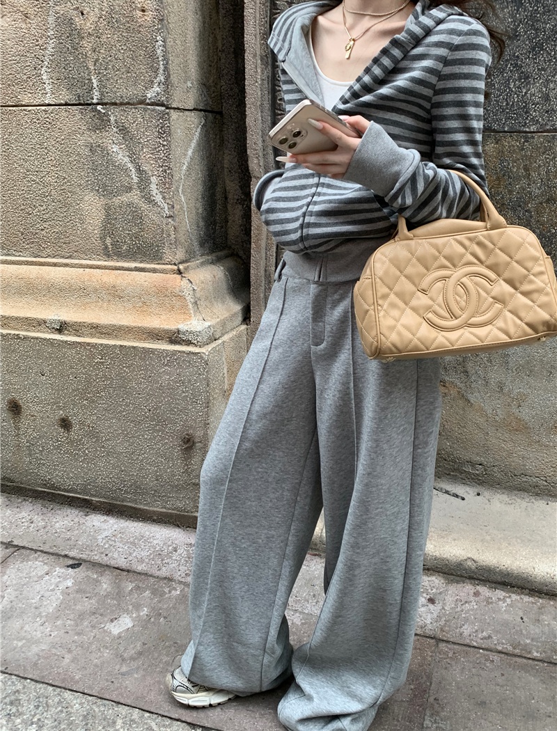 Stripe hoodie sweatpants 2pcs set for women