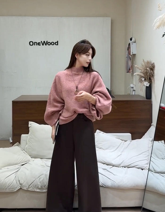 Autumn tender wool loose bat sleeve sweater