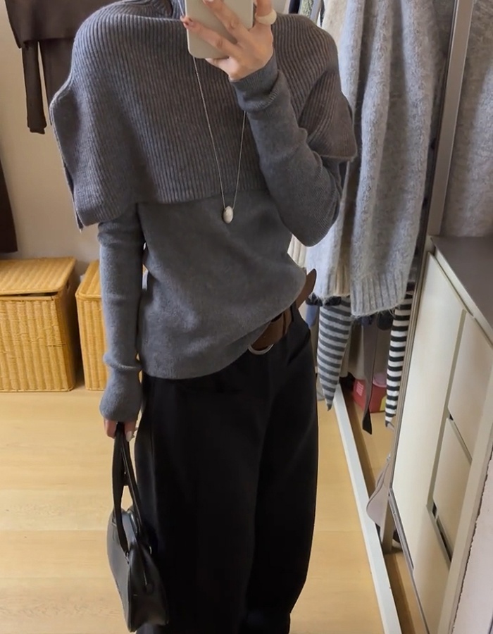 Bottoming shawl autumn and winter sweater 2pcs set for women