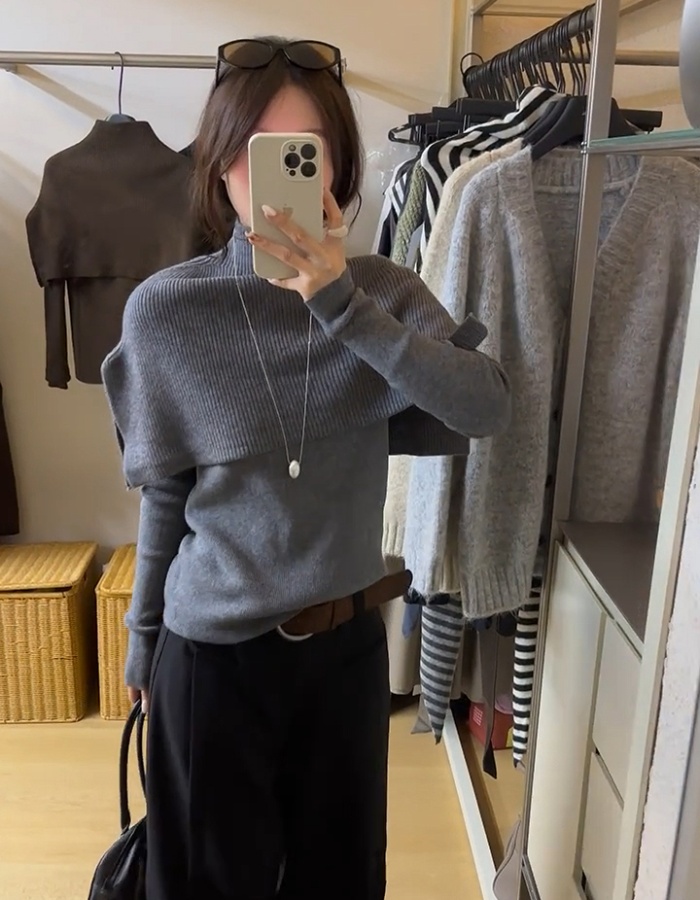 Bottoming shawl autumn and winter sweater 2pcs set for women