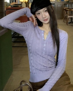 Temperament slim France style tender all-match sweater