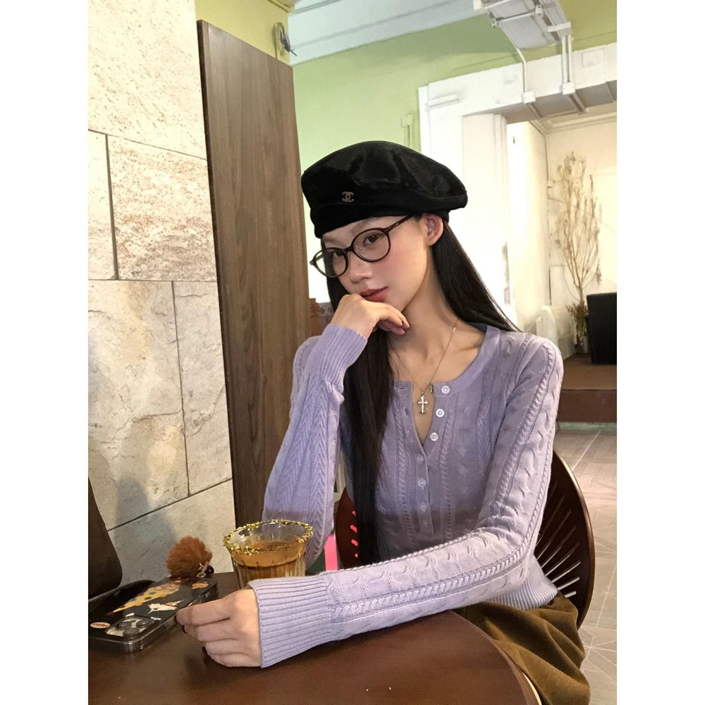 Temperament slim France style tender all-match sweater