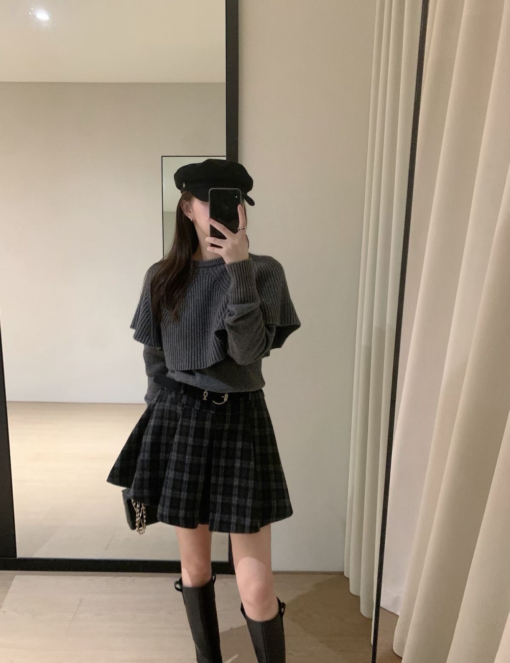 Lithe knitted sweater Pseudo-two all-match cloak