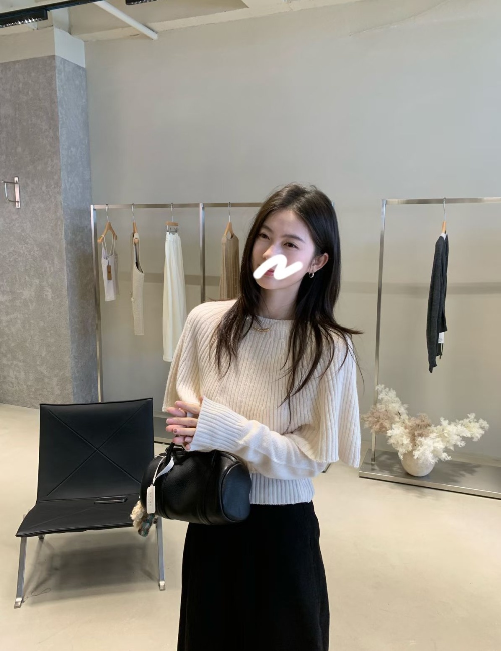 Lithe knitted sweater Pseudo-two all-match cloak