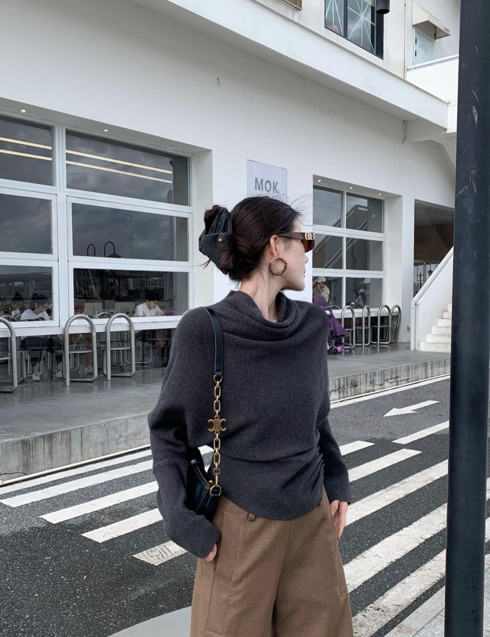 Pinched waist knitted intellectuality autumn tops