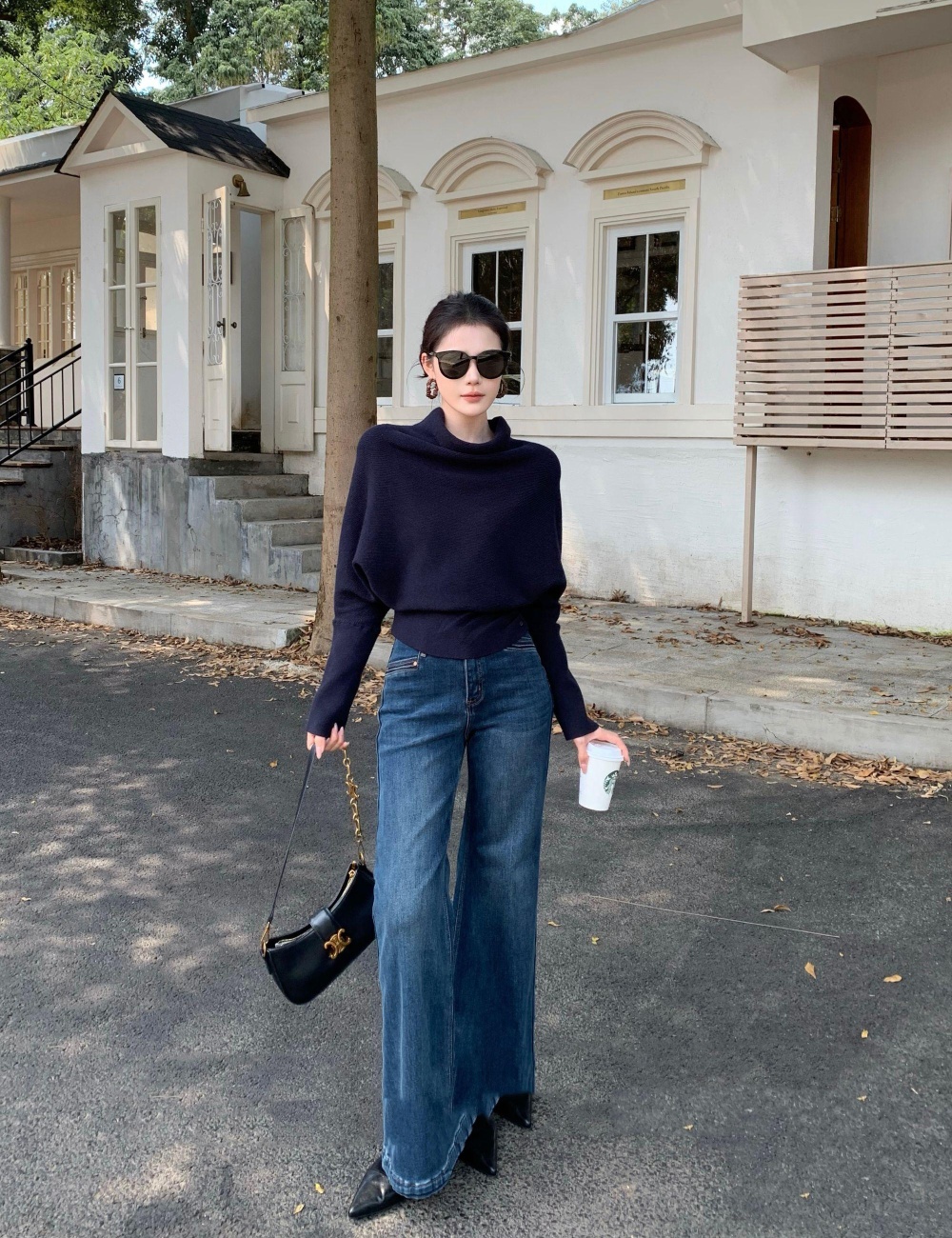 Pinched waist knitted intellectuality autumn tops
