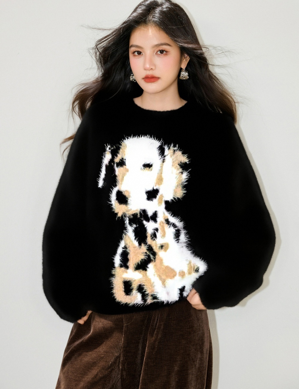 Dog long black tops winter lazy autumn and winter sweater