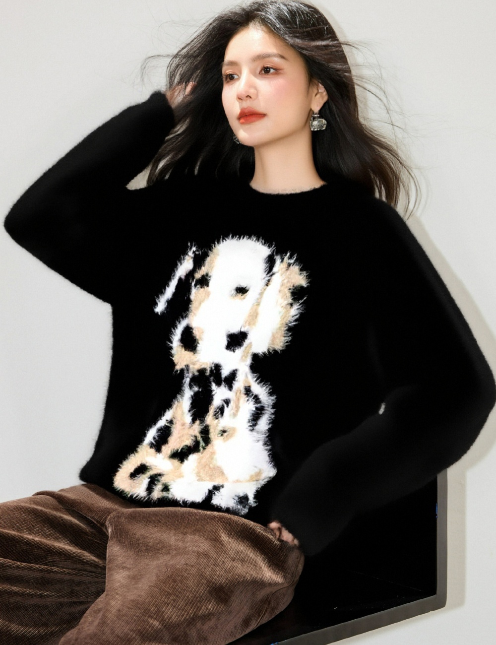 Dog long black tops winter lazy autumn and winter sweater