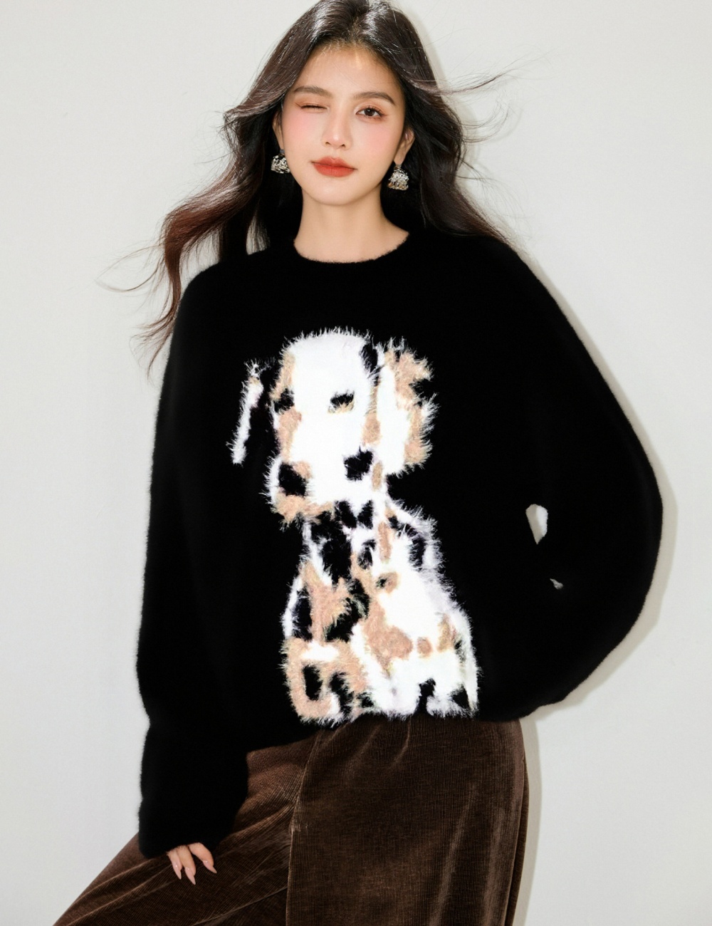 Dog long black tops winter lazy autumn and winter sweater
