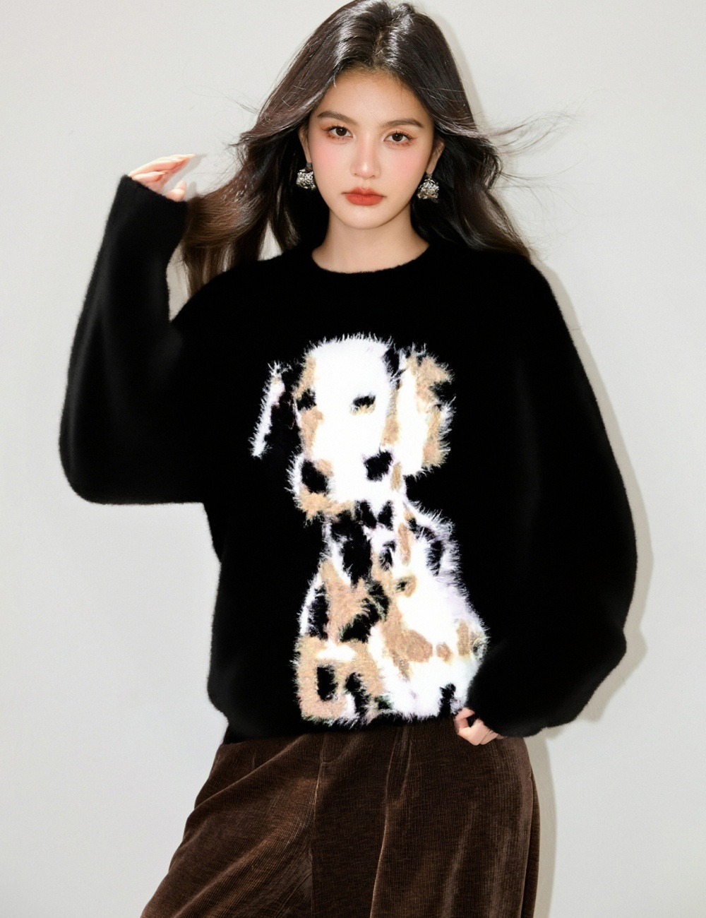Dog long black tops winter lazy autumn and winter sweater