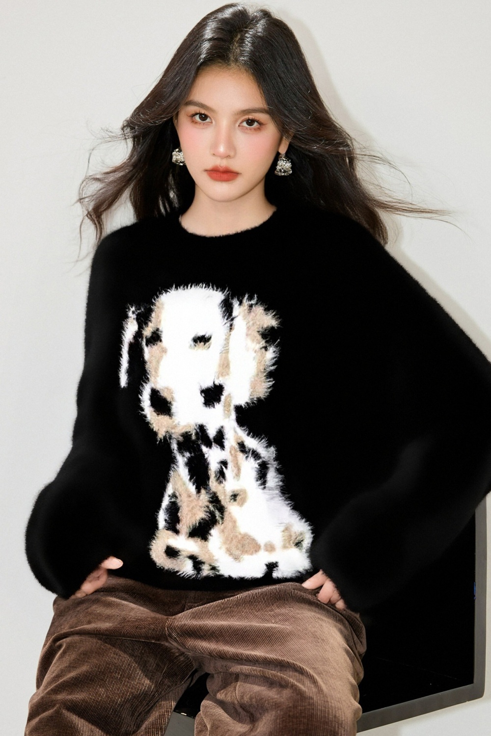 Dog long black tops winter lazy autumn and winter sweater