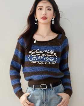 Temperament slim tops mixed colors sweater for women
