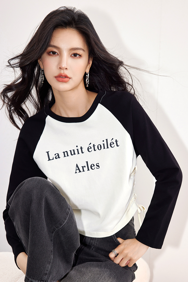 Short fashion T-shirt mixed colors slim tops for women