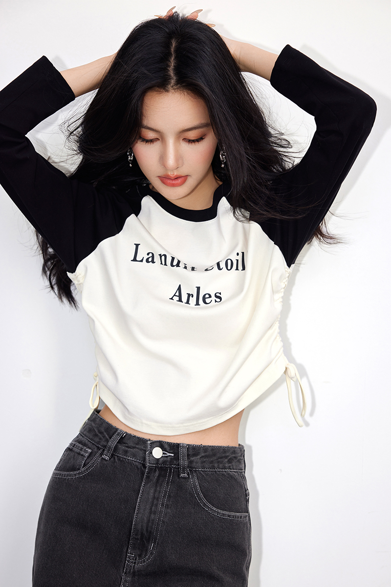 Short fashion T-shirt mixed colors slim tops for women