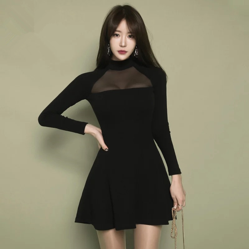 Ladies gauze dress sexy spring and autumn T-back