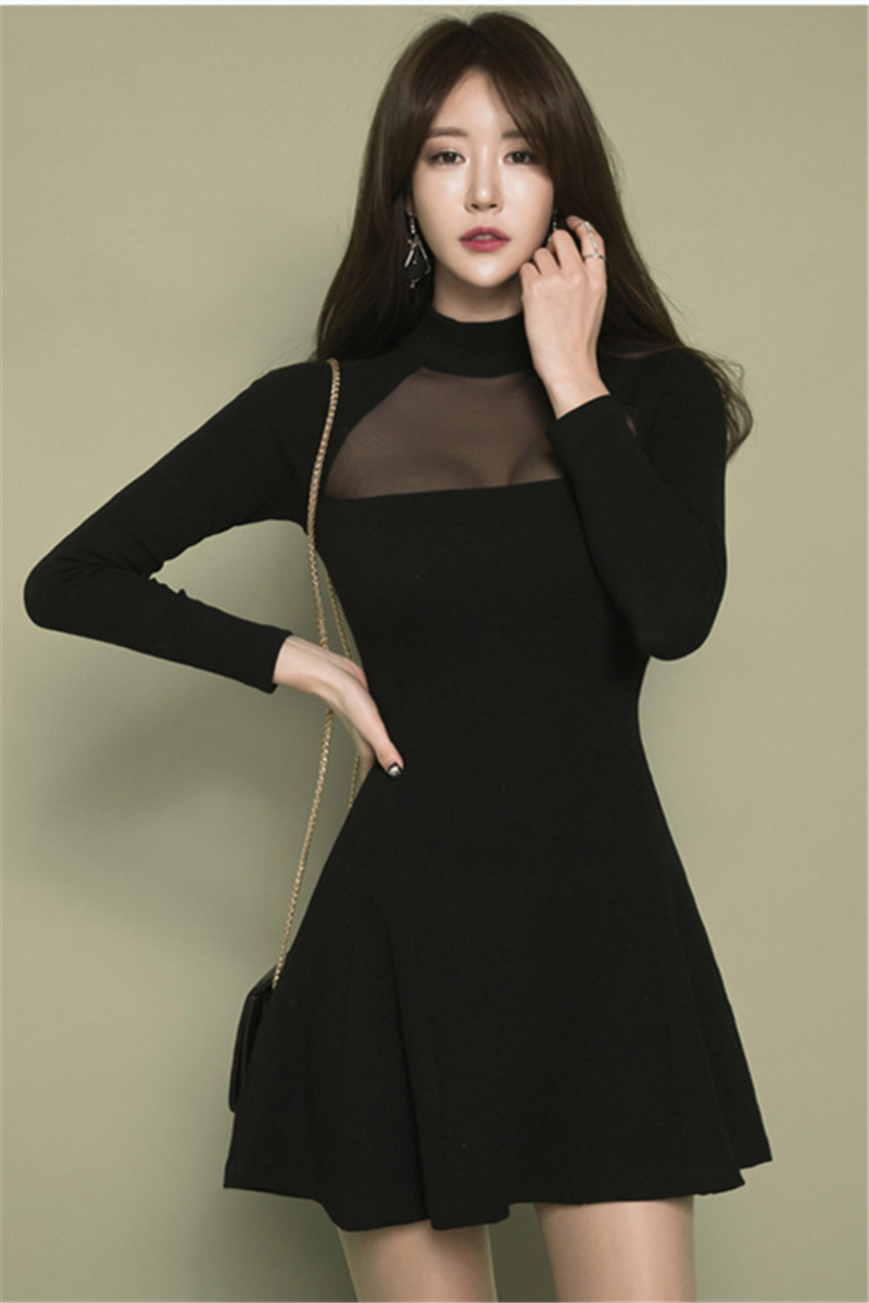 Ladies gauze dress sexy spring and autumn T-back
