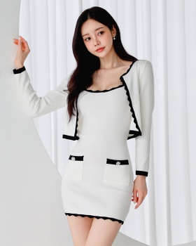 Package hip round neck vest knitted T-back a set
