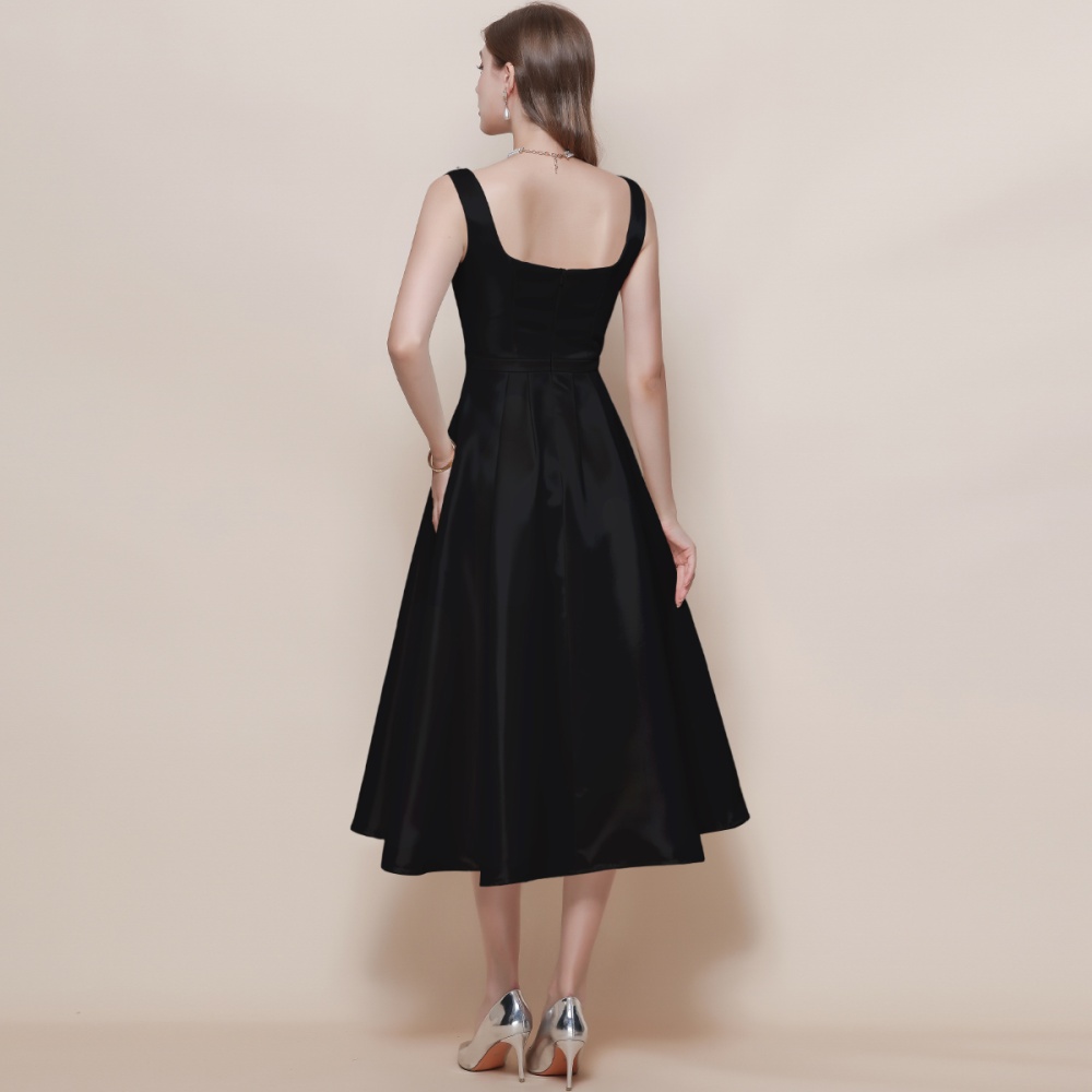 Temperament elegant pinched waist sling dress