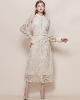 Cstand collar dress long sleeve long dress for women