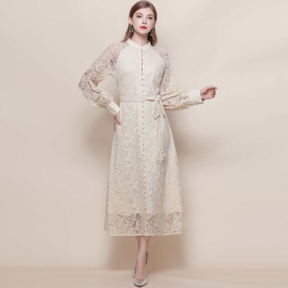 Cstand collar dress long sleeve long dress for women