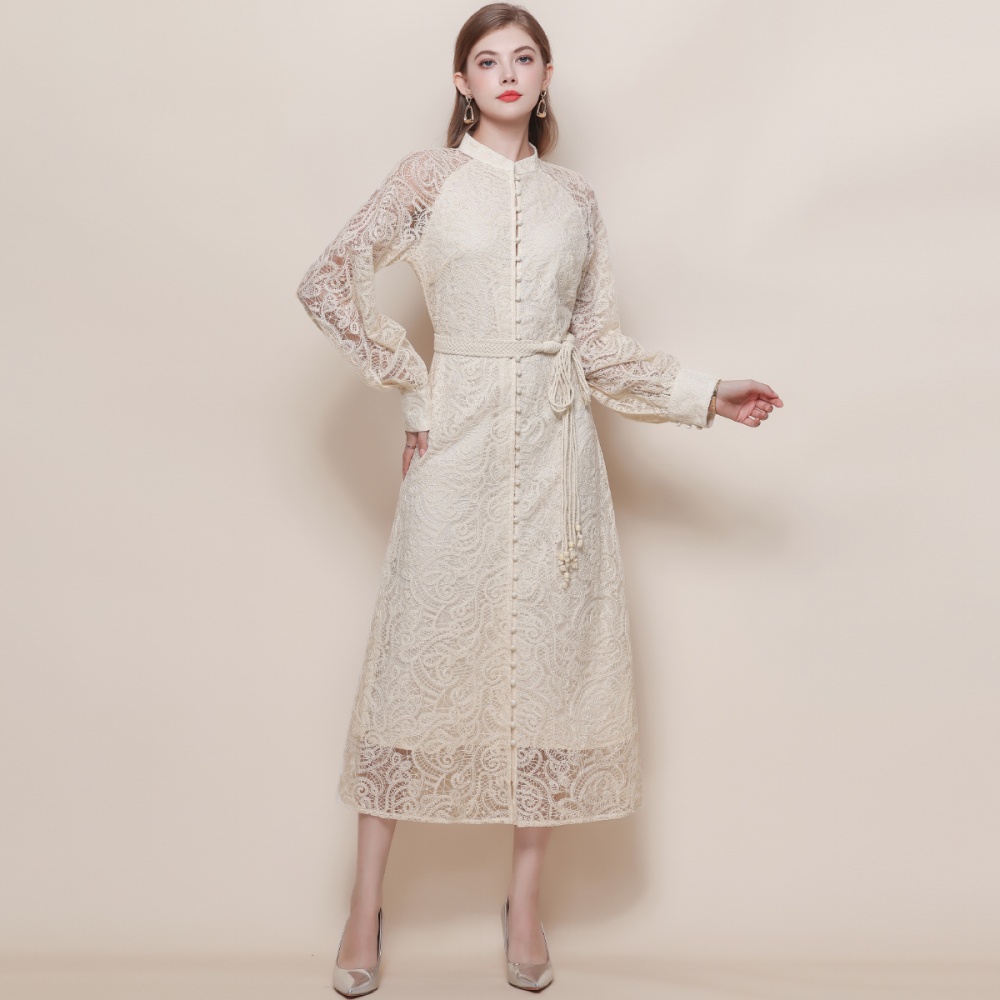 Cstand collar dress long sleeve long dress for women