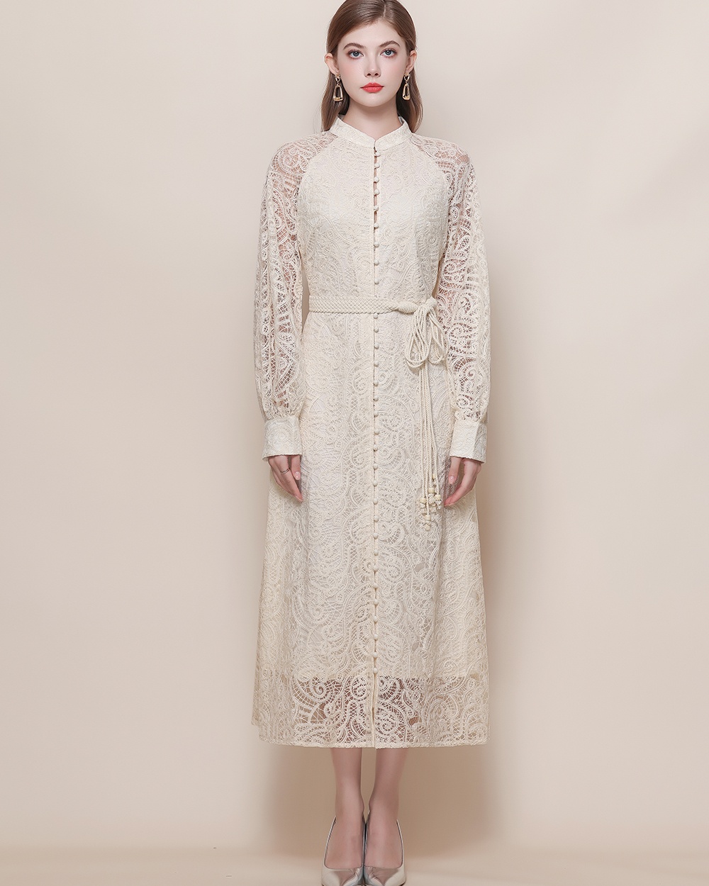 Cstand collar dress long sleeve long dress for women