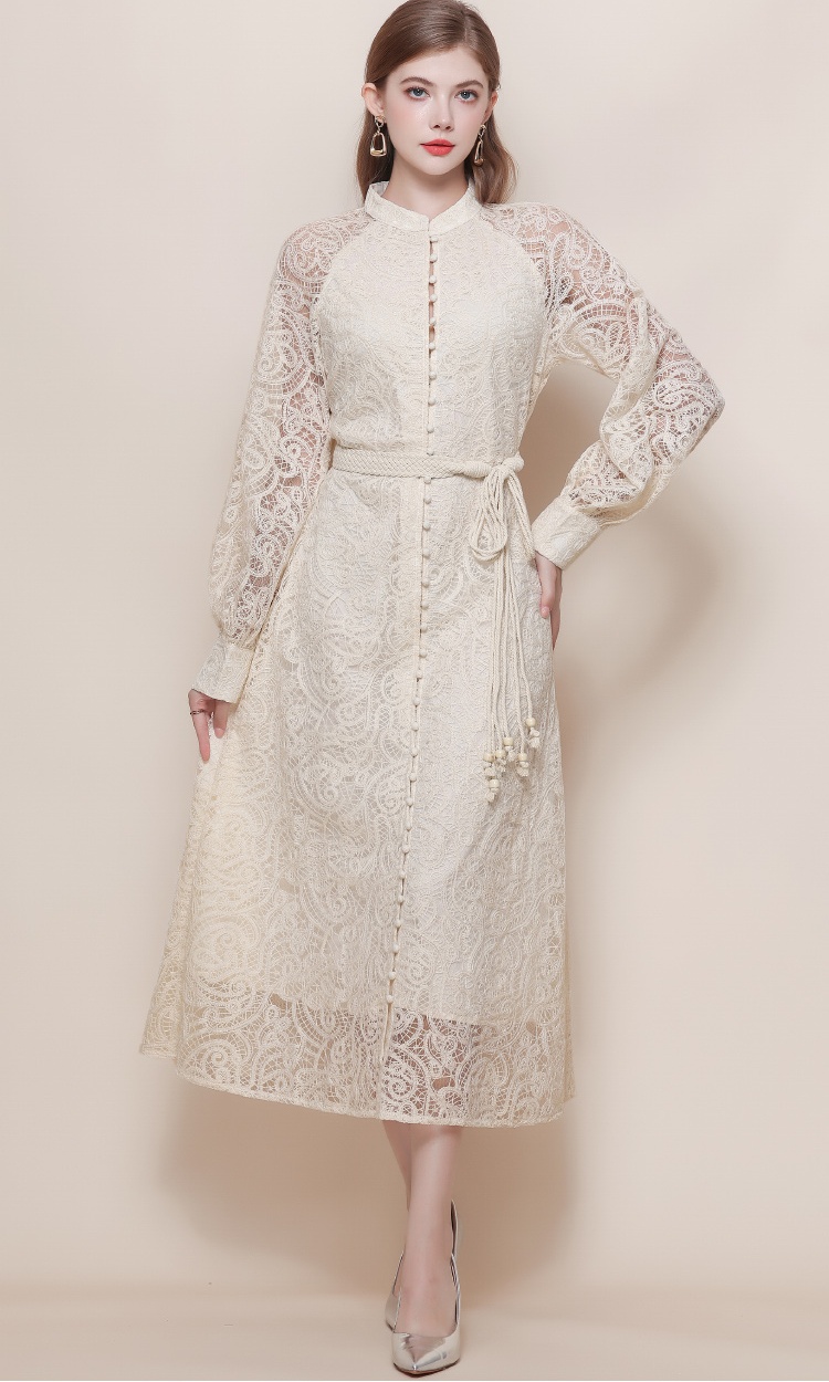 Cstand collar dress long sleeve long dress for women