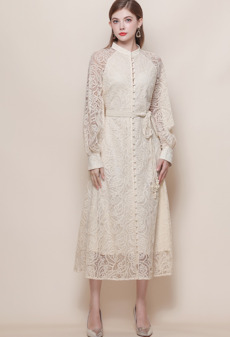 Cstand collar dress long sleeve long dress for women