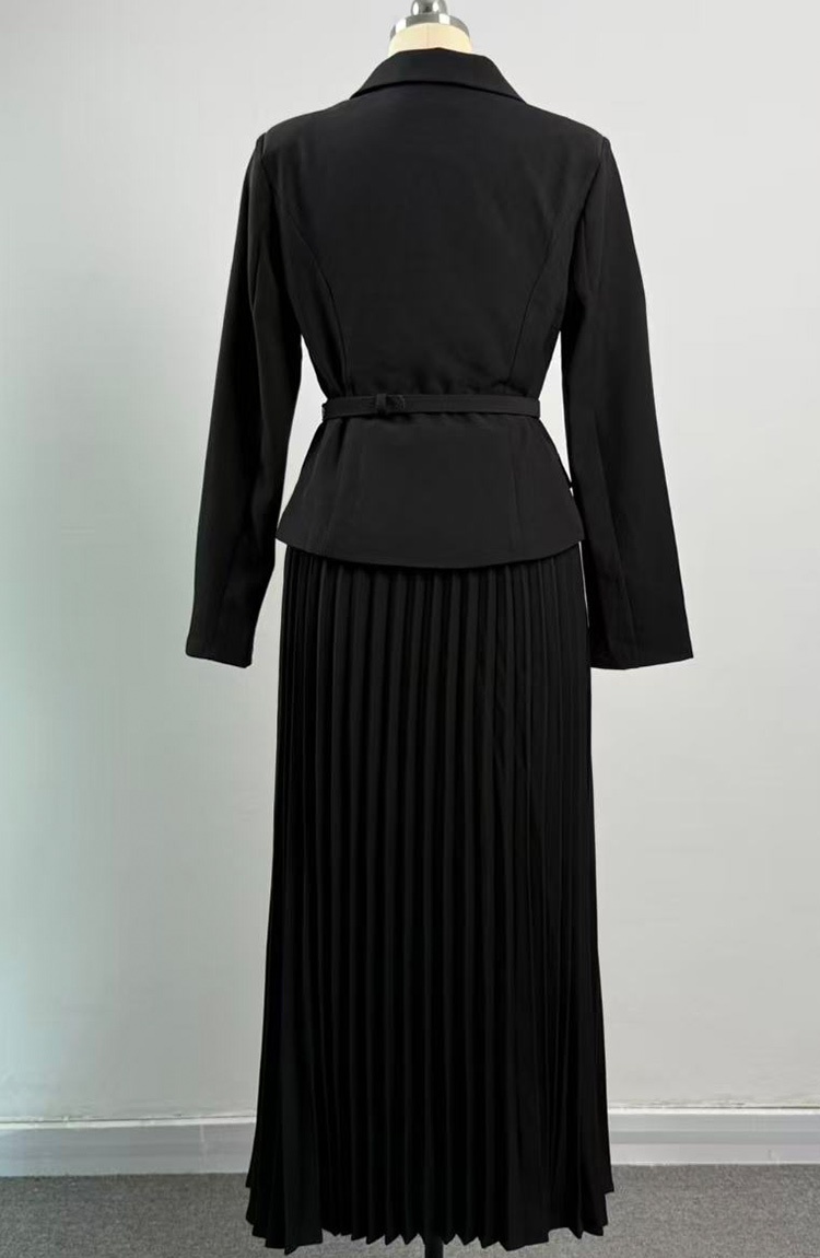 France style crimp dress with belt temperament coat a set