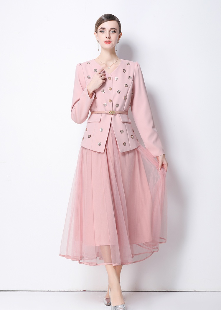 Chanelstyle skirt with belt coat a set