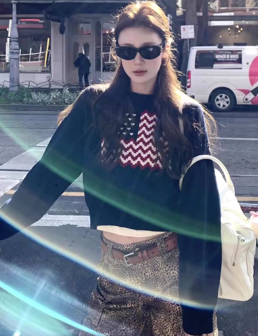 Autumn thin tops round neck long sleeve sweater for women