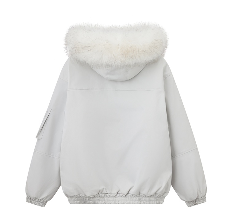 Thick large fur collar cotton coat couples thermal coat