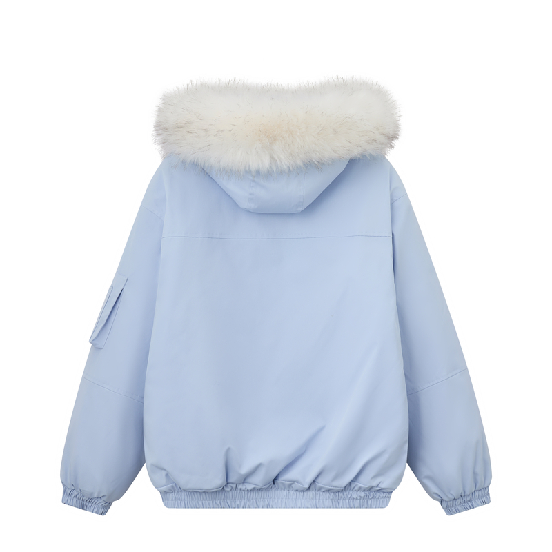 Thick large fur collar cotton coat couples thermal coat