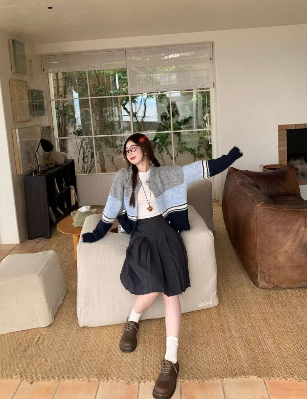 Autumn loose cardigan knitted wool tops for women