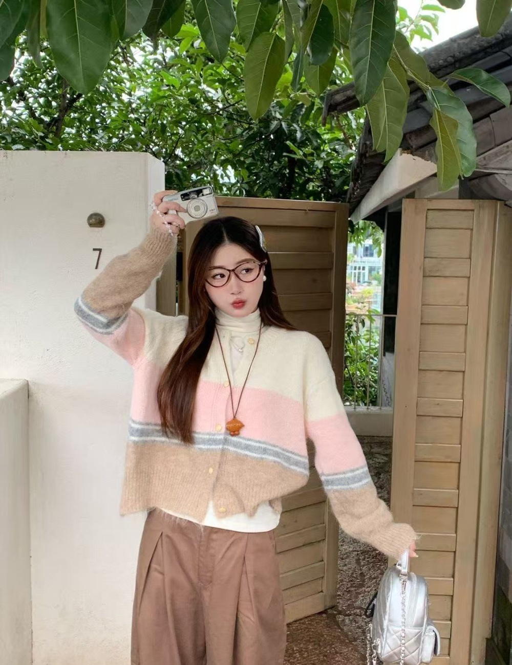 Autumn loose cardigan knitted wool tops for women