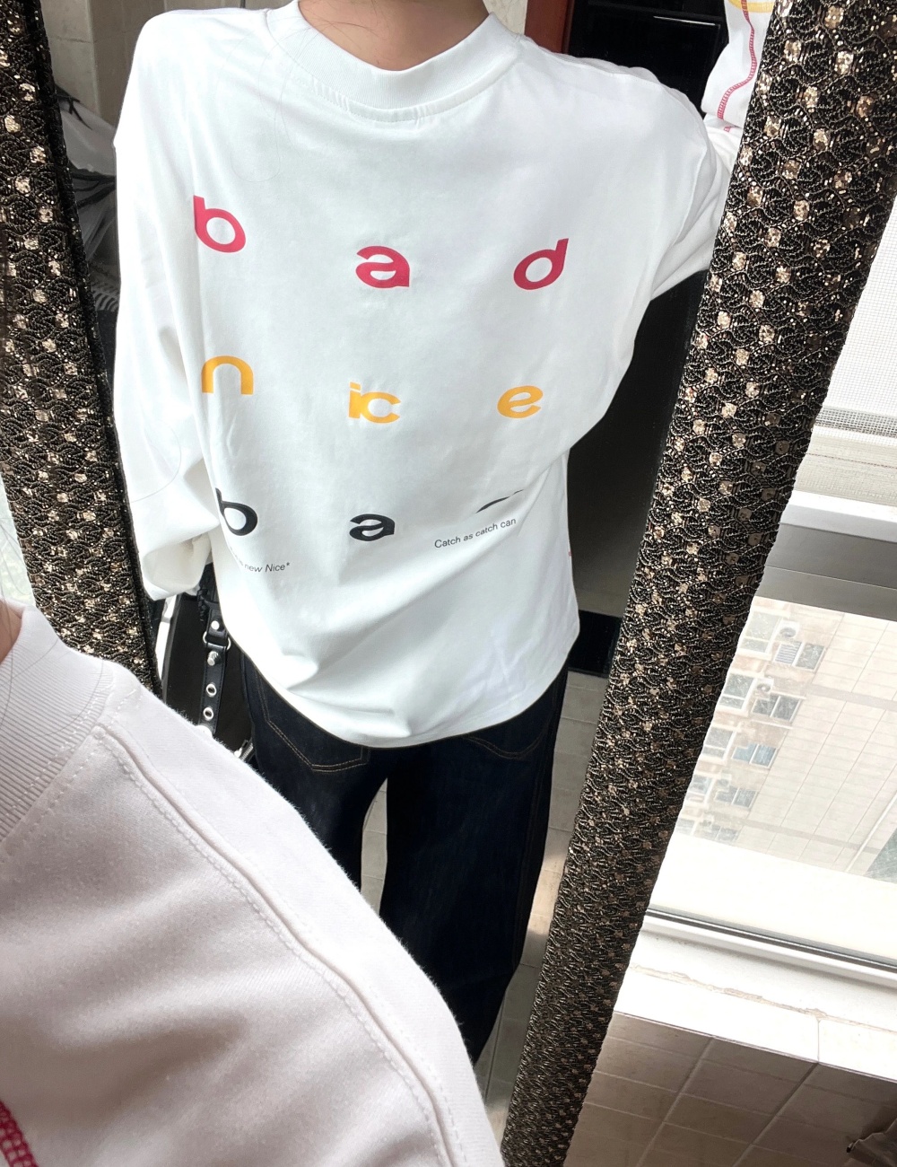 Long sleeve round neck tops loose niche T-shirt for women