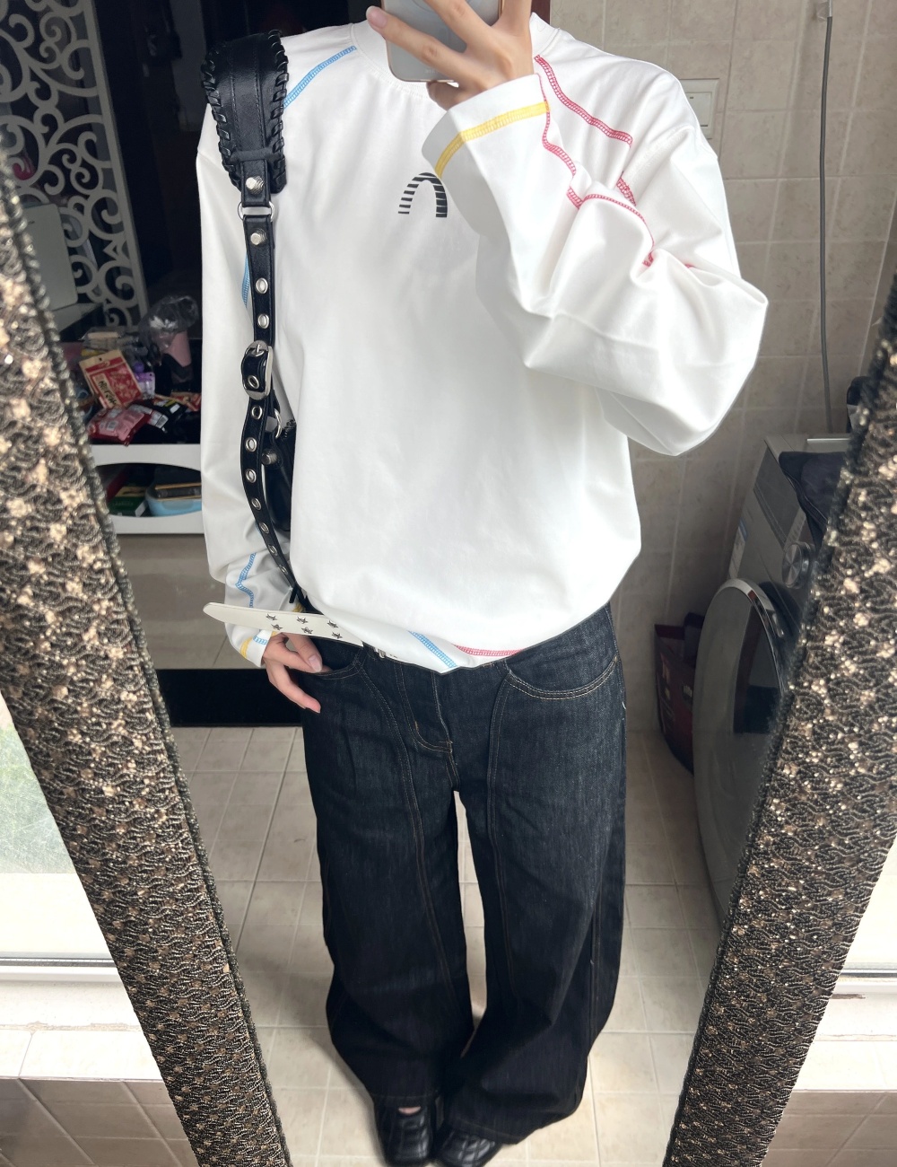 Long sleeve round neck tops loose niche T-shirt for women
