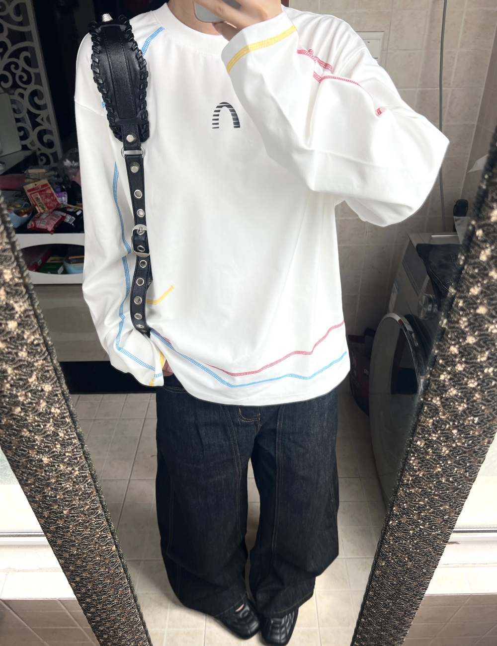 Long sleeve round neck tops loose niche T-shirt for women