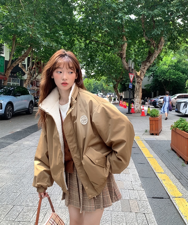 American style lambs wool cotton coat student coat