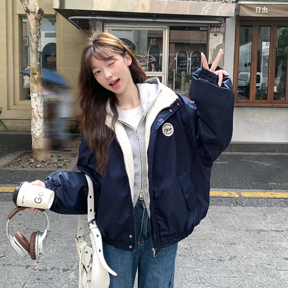 American style lambs wool cotton coat student coat