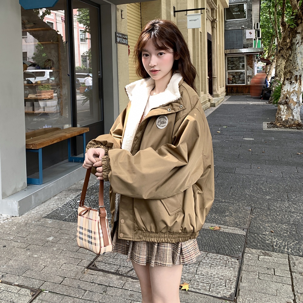 American style lambs wool cotton coat student coat
