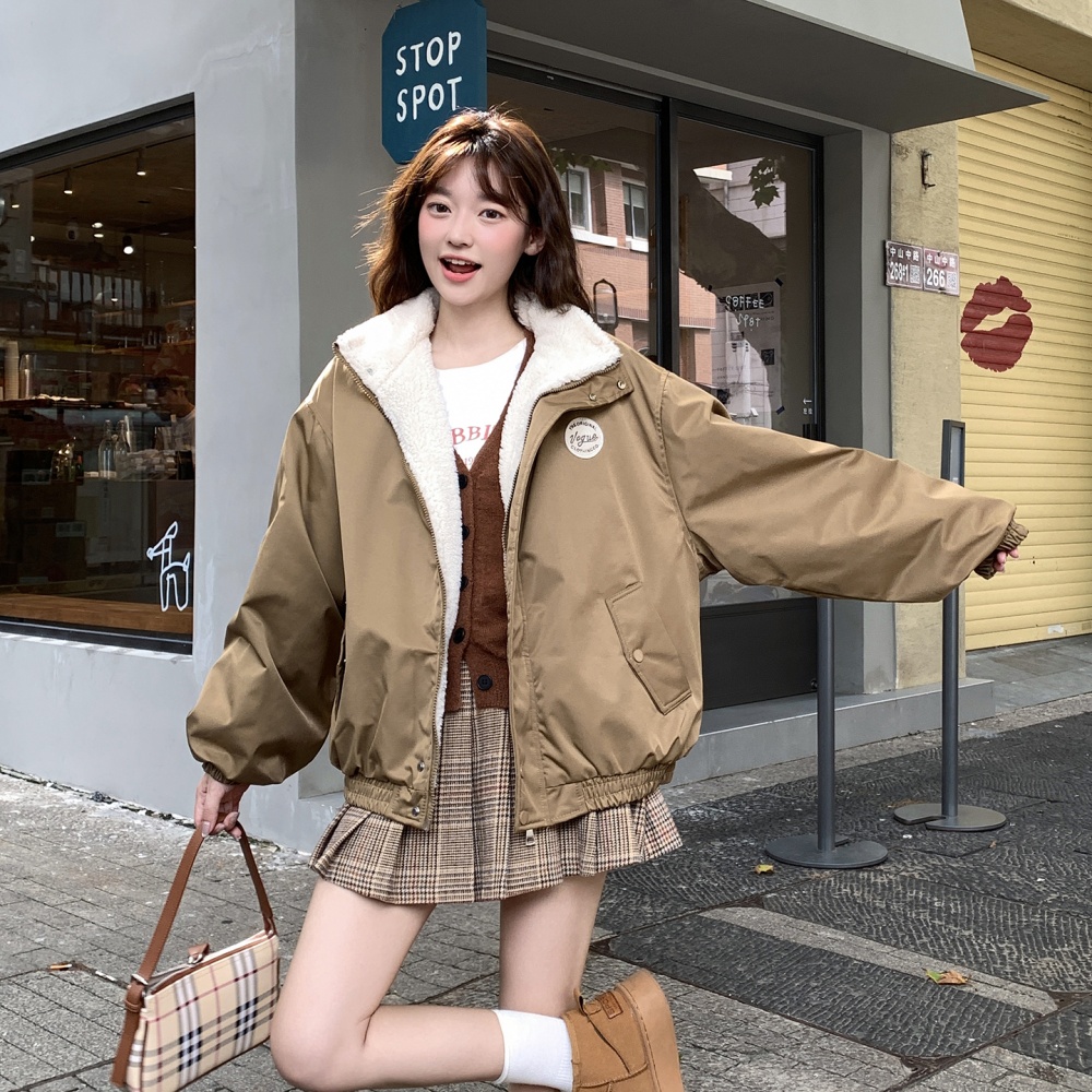 American style lambs wool cotton coat student coat