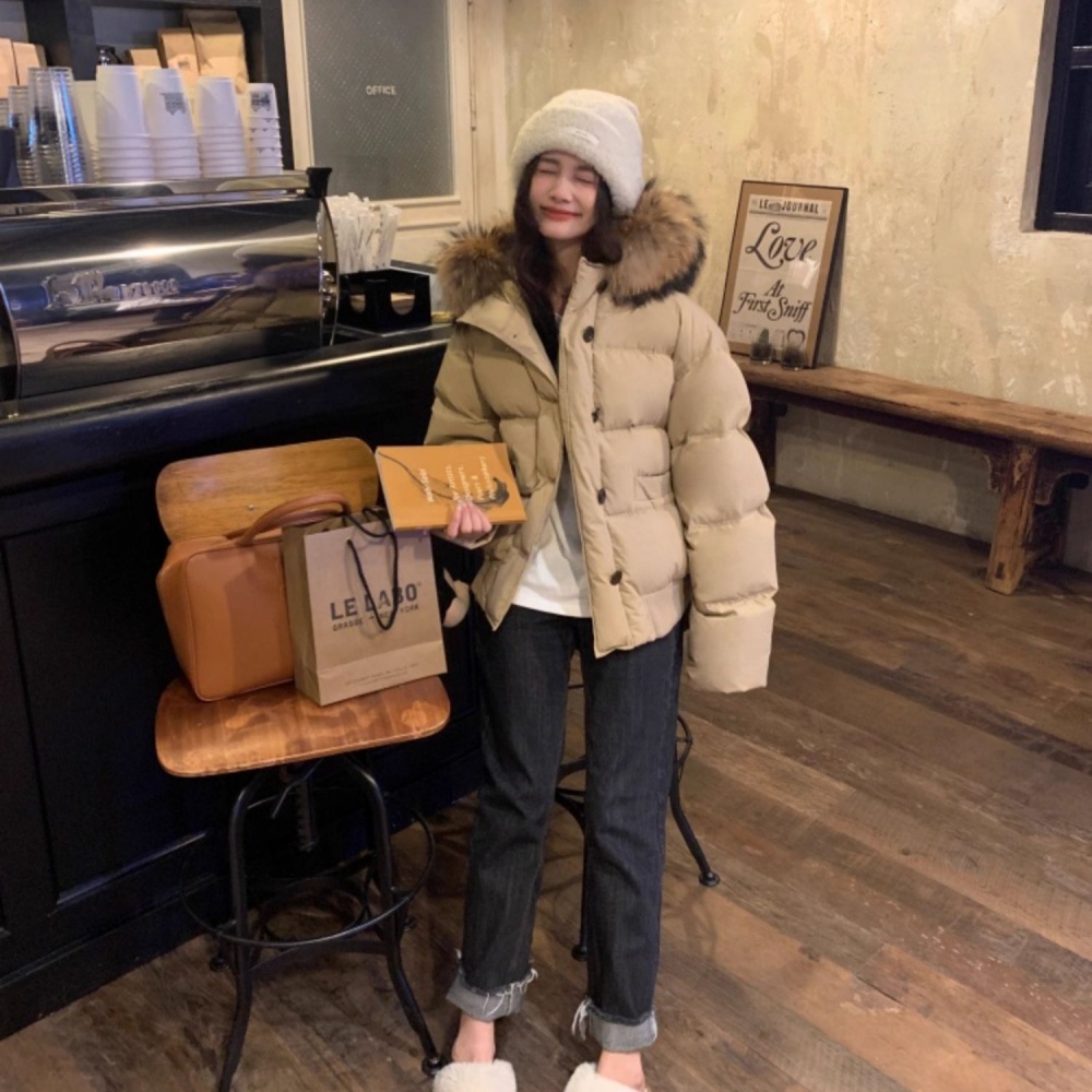 Winter bread clothing large fur collar down coat for women