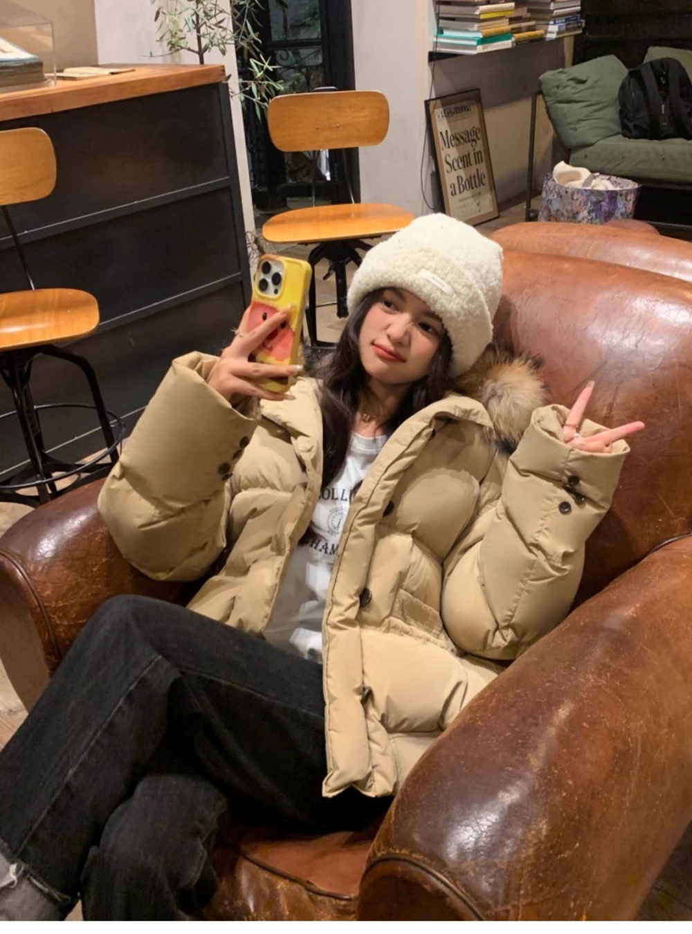 Winter bread clothing large fur collar down coat for women
