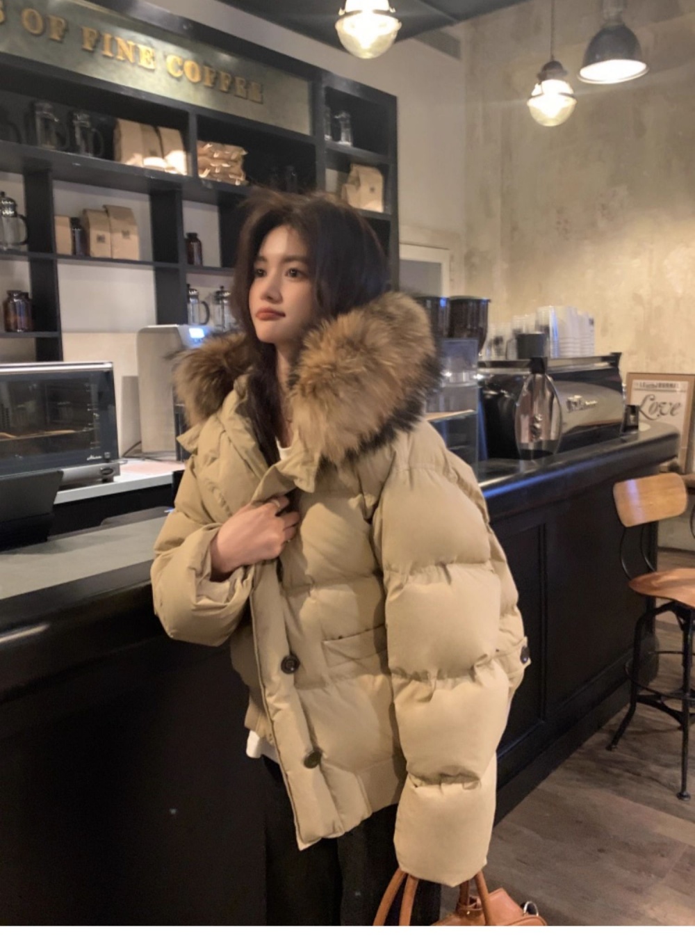 Winter bread clothing large fur collar down coat for women