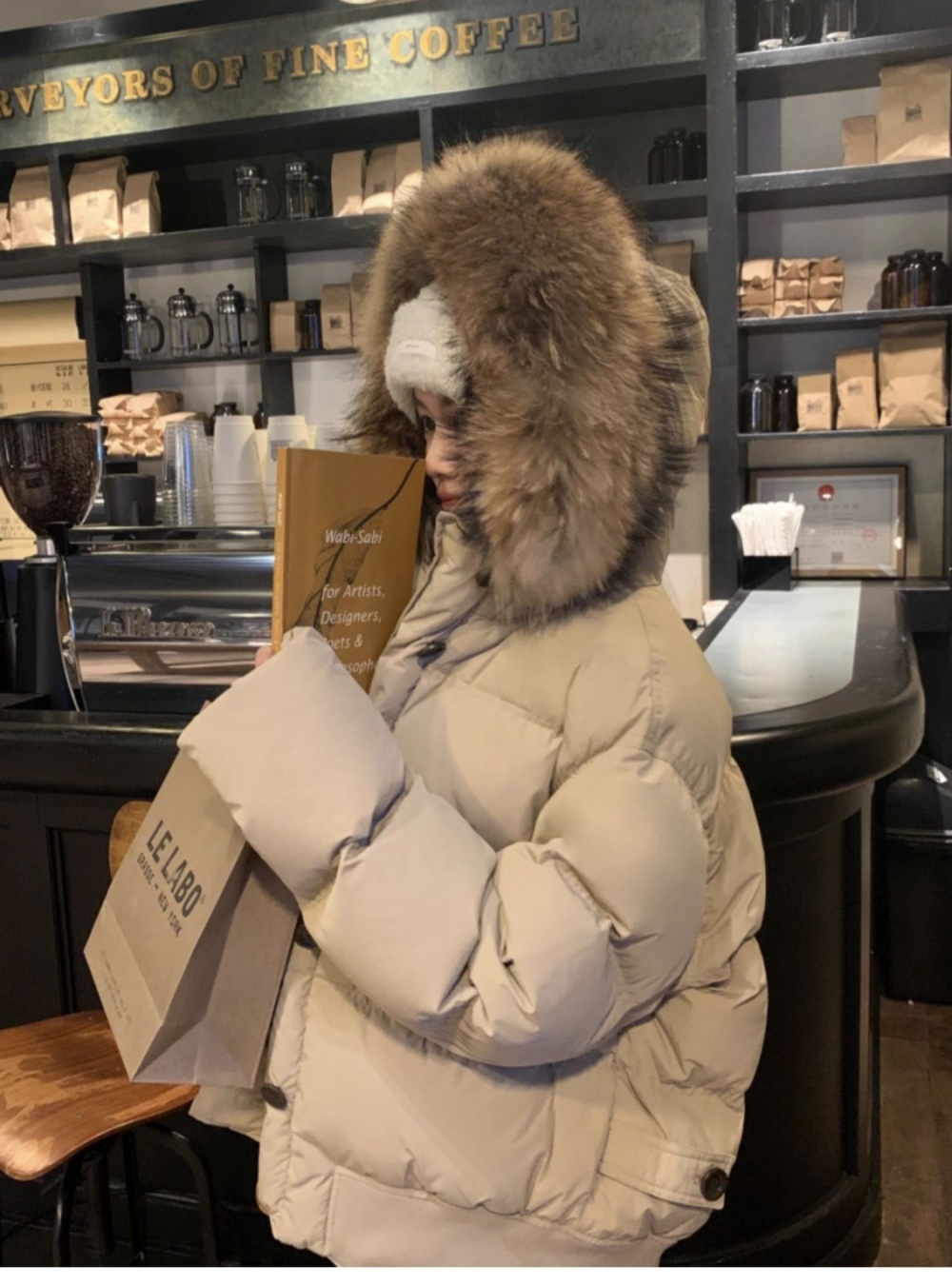 Winter bread clothing large fur collar down coat for women