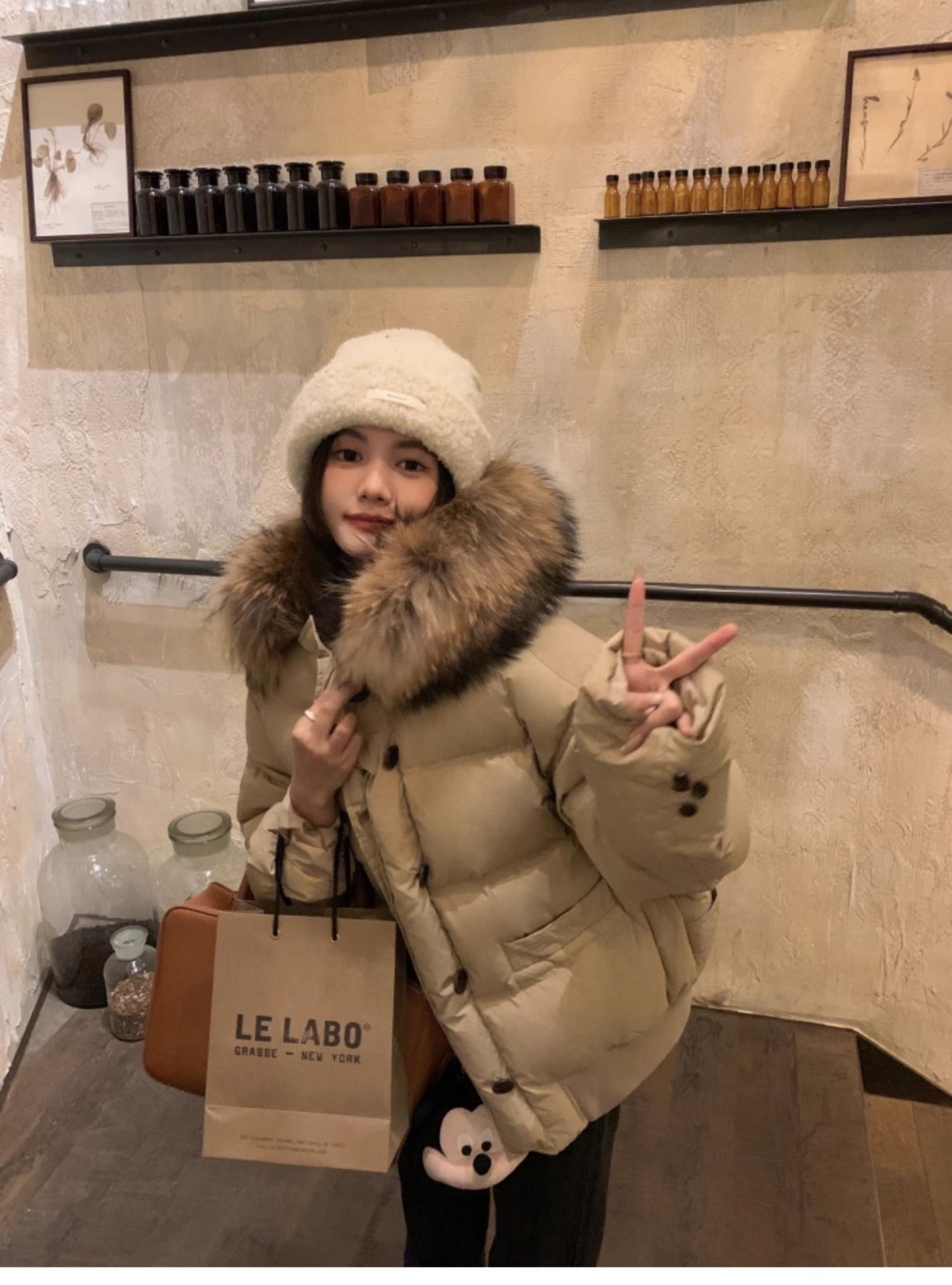 Winter bread clothing large fur collar down coat for women