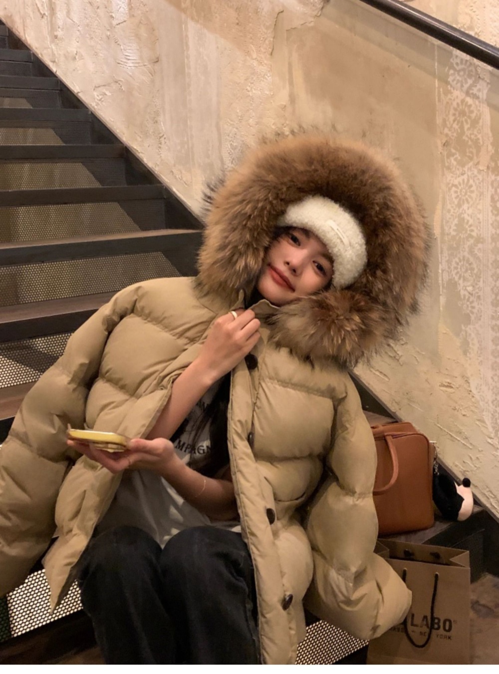 Winter bread clothing large fur collar down coat for women