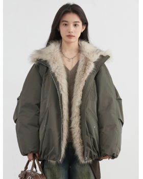 Cotton couples down fur coat bud splice coat